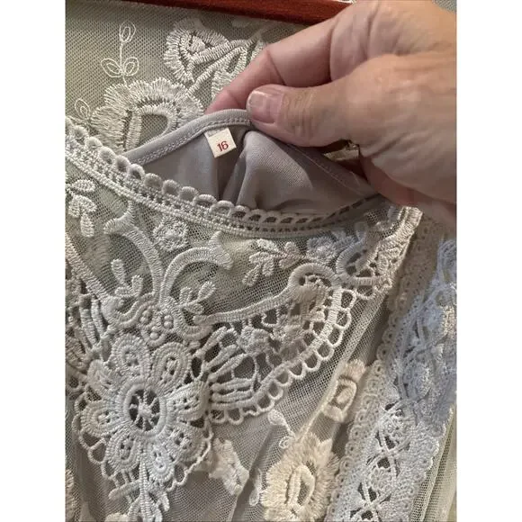 Sundance Dress 16 Lace Floral Embroidered Love Always Coquette Delicate Dainty - Picture 8 of 13